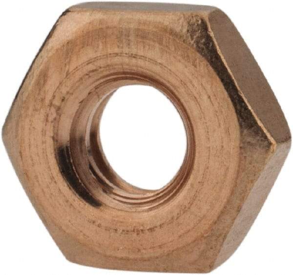 Value Collection - #10-24 UNC Silicon Bronze Right Hand Machine Screw Hex Nut - 3/8" Across Flats, 1/8" High, Uncoated - Exact Industrial Supply