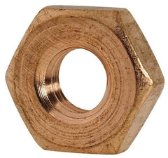 Value Collection - #10-32 UNF Silicon Bronze Right Hand Machine Screw Hex Nut - 3/8" Across Flats, 1/8" High, Uncoated - Exact Industrial Supply