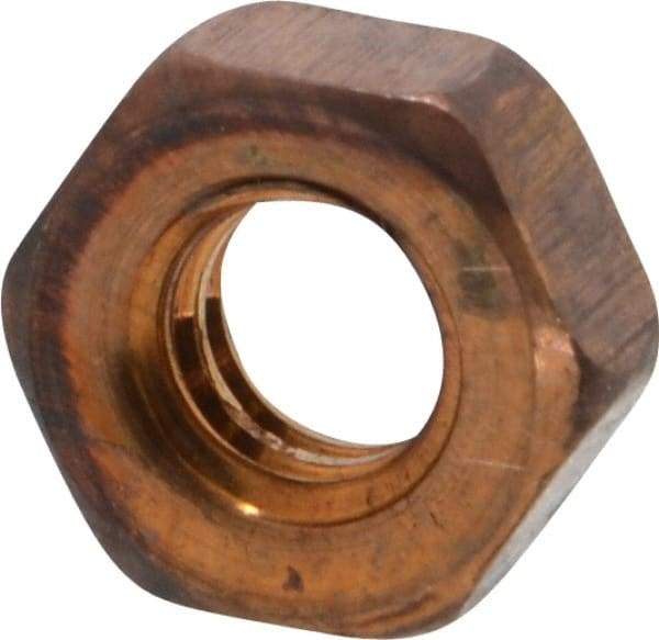 Value Collection - 1/4-20 UN Silicon Bronze Right Hand Machine Screw Hex Nut - 7/16" Across Flats, 3/16" High, Uncoated - Exact Industrial Supply