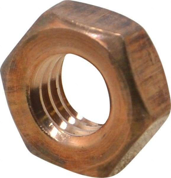 Value Collection - 3/8-16 UNC Silicon Bronze Right Hand Machine Screw Hex Nut - 5/8" Across Flats, 1/4" High, Uncoated - Exact Industrial Supply