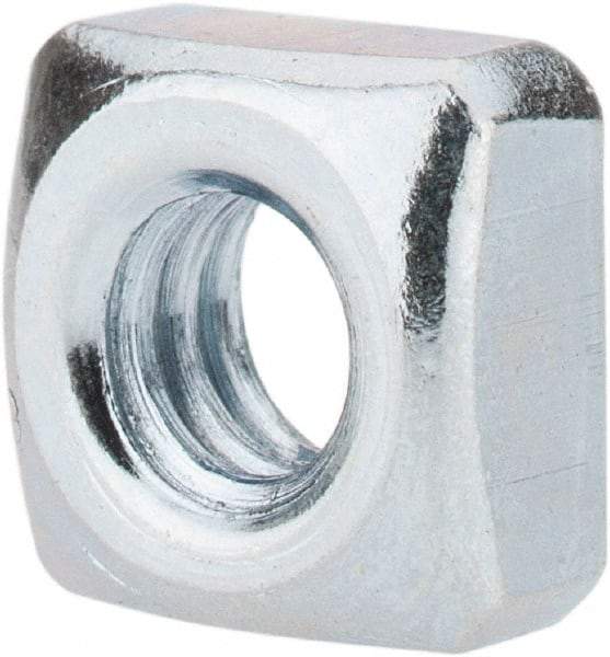 Value Collection - 1/4-20 Steel Square Nut - Zinc Plated, 7/16" Square Width x 7/32" Overall Height - Exact Industrial Supply