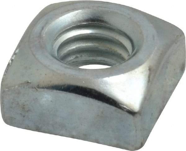 Value Collection - 5/16-18 Steel Square Nut - Zinc Plated, 9/16" Square Width x 17/64" Overall Height - Exact Industrial Supply