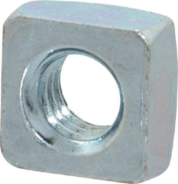 Value Collection - 3/8-16 Steel Square Nut - Zinc Plated, 5/8" Square Width x 21/64" Overall Height - Exact Industrial Supply