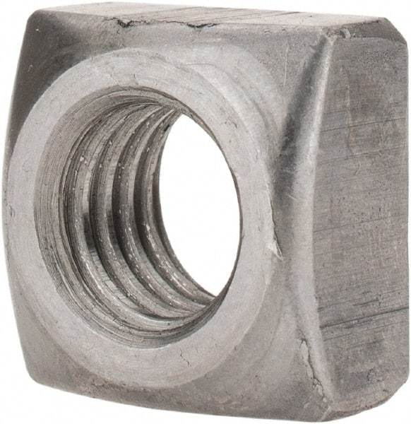 Value Collection - 1/2-13 Steel Square Nut - Uncoated, 13/16" Square Width x 7/16" Overall Height - Exact Industrial Supply