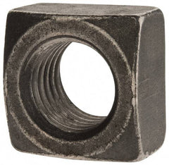 Value Collection - 1-8 Steel Square Nut - Uncoated, 1-1/2" Square Width x 7/8" Overall Height - Exact Industrial Supply