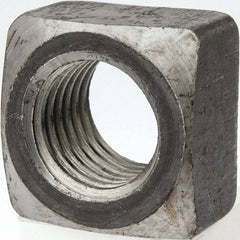 Value Collection - 1-1/8-7 Steel Square Nut - Uncoated, 1-11/16" Square Width x 1" Overall Height - Exact Industrial Supply