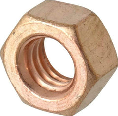 Value Collection - 5/16-18 UNC Silicon Bronze Right Hand Hex Nut - 1/2" Across Flats, 17/64" High, Uncoated - Exact Industrial Supply