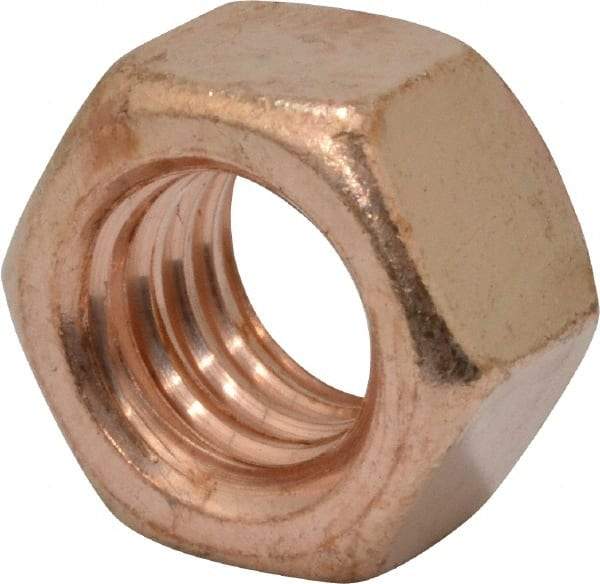 Value Collection - 3/8-16 UNC Silicon Bronze Right Hand Hex Nut - 9/16" Across Flats, 21/64" High, Uncoated - Exact Industrial Supply