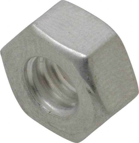 Value Collection - 1/4-20 UN Aluminum Right Hand Hex Nut - 7/16" Across Flats, 7/32" High, Uncoated - Exact Industrial Supply