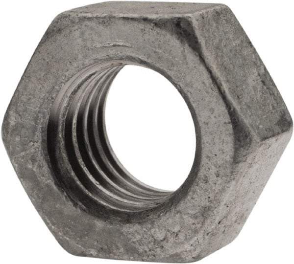 Value Collection - 7/16-14 UNC Steel Right Hand Hex Nut - 11/16" Across Flats, 3/8" High, Hot Dipped Galvanized Finish - Exact Industrial Supply