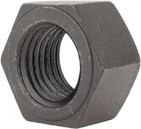 Value Collection - 1-1/2 - 6 UNC Steel Right Hand Hex Nut - 2-1/4" Across Flats, 1-9/32" High, Black Oxide Finish - Exact Industrial Supply