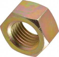 Value Collection - 1-1/4 - 7 UNC Steel Right Hand Hex Nut - 1-7/8" Across Flats, 1-1/16" High, Zinc Yellow Dichromate Finish - Exact Industrial Supply