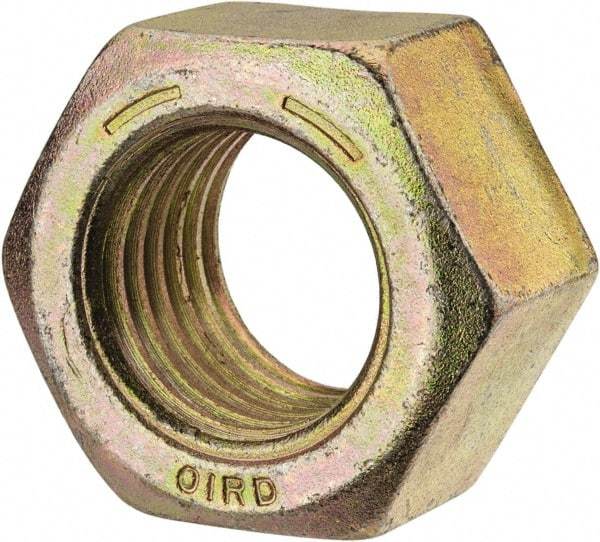 Value Collection - 1-3/8 - 6 UNC Steel Right Hand Hex Nut - 2-1/16" Across Flats, 1-11/64" High, Zinc Yellow Dichromate Finish - Exact Industrial Supply