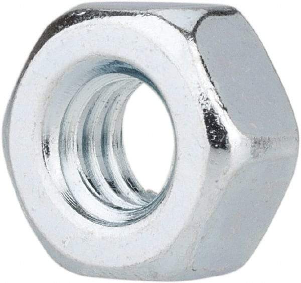 Value Collection - 1/4-20 UNC Steel Right Hand Hex Nut - 7/16" Across Flats, 7/32" High, Zinc-Plated Finish - Exact Industrial Supply
