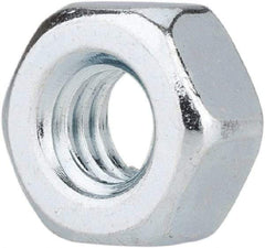 Value Collection - 1/4-20 UNC Steel Right Hand Hex Nut - 7/16" Across Flats, 7/32" High, Zinc-Plated Finish - Exact Industrial Supply