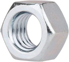 Value Collection - 3/8-16 UNC Steel Right Hand Hex Nut - 9/16" Across Flats, 21/64" High, Zinc-Plated Finish - Exact Industrial Supply