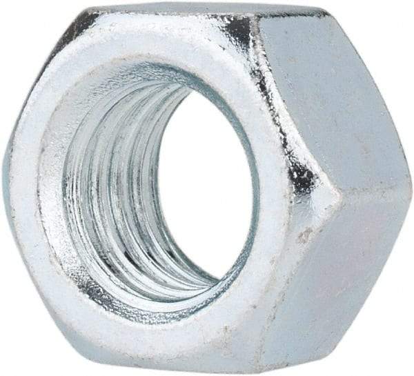 Value Collection - 1/2-13 UNC Steel Right Hand Hex Nut - 3/4" Across Flats, 7/16" High, Zinc-Plated Finish - Exact Industrial Supply