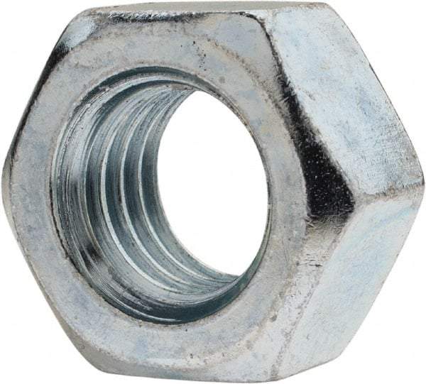 Value Collection - 9/16-12 UN Steel Right Hand Hex Nut - 7/8" Across Flats, 31/64" High, Zinc-Plated Finish - Exact Industrial Supply