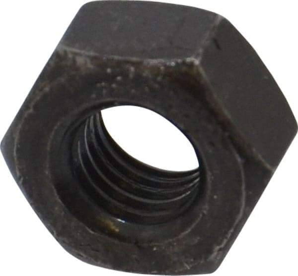 Value Collection - 1/4-28 UNF Steel Right Hand Hex Nut - 7/16" Across Flats, 7/32" High, Black Oxide Finish - Exact Industrial Supply