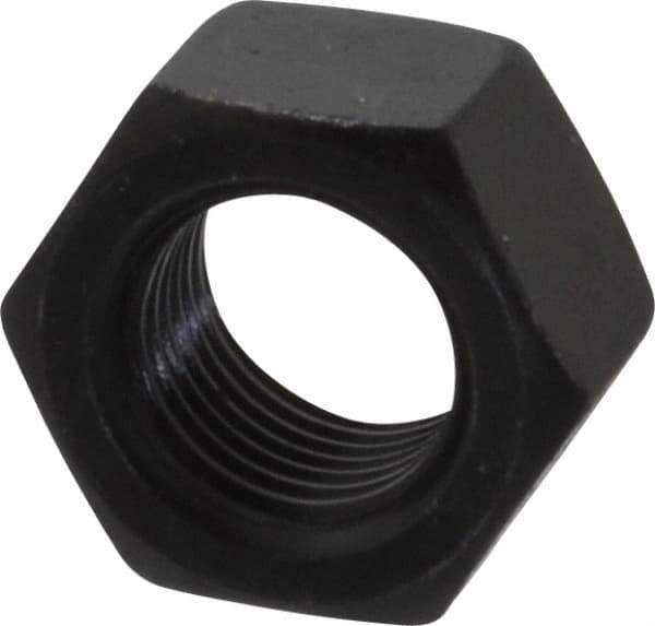 Value Collection - 1/2-20 UNF Steel Right Hand Hex Nut - 3/4" Across Flats, 7/16" High, Black Oxide Finish - Exact Industrial Supply