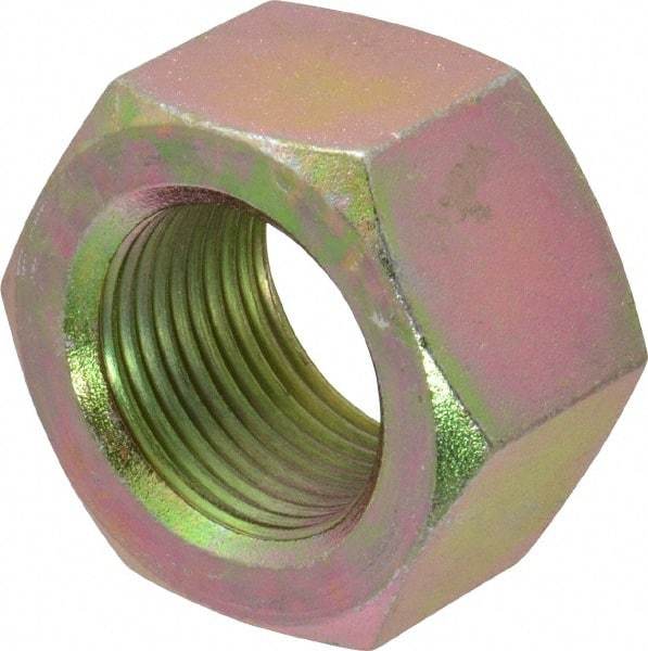 Value Collection - 1-1/8 - 12 UNF Steel Right Hand Hex Nut - 1-11/16" Across Flats, 31/32" High, Zinc Yellow Dichromate Finish - Exact Industrial Supply