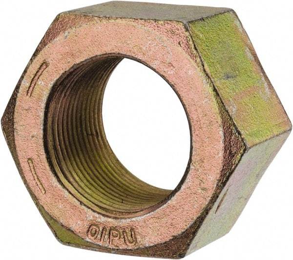 Value Collection - 1-3/8 - 12 UN Steel Right Hand Hex Nut - 2-1/16" Across Flats, 1-11/64" High, Zinc Yellow Dichromate Finish - Exact Industrial Supply