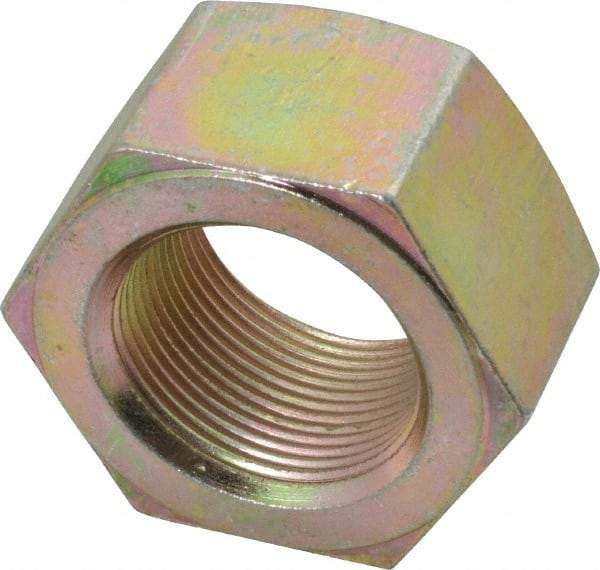 Value Collection - 1-1/2 - 12 UN Steel Right Hand Hex Nut - 2-1/4" Across Flats, 1-9/32" High, Zinc Yellow Dichromate Finish - Exact Industrial Supply