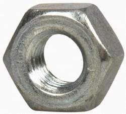 Value Collection - 1/4-28 UNF Steel Right Hand Hex Nut - 7/16" Across Flats, 7/32" High, Zinc-Plated Finish - Exact Industrial Supply