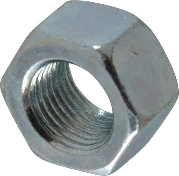 Value Collection - 1/2-20 UN Steel Right Hand Hex Nut - 3/4" Across Flats, 7/16" High, Zinc-Plated Finish - Exact Industrial Supply