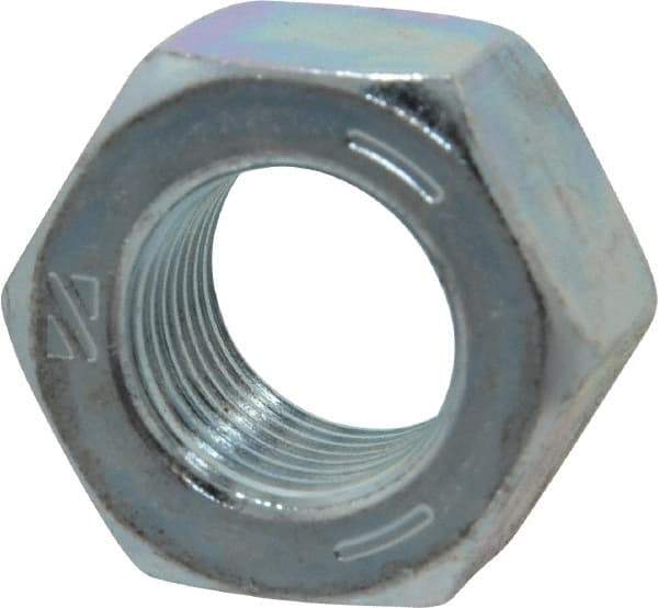 Value Collection - 9/16-18 UNF Steel Right Hand Hex Nut - 7/8" Across Flats, 31/64" High, Zinc-Plated Finish - Exact Industrial Supply