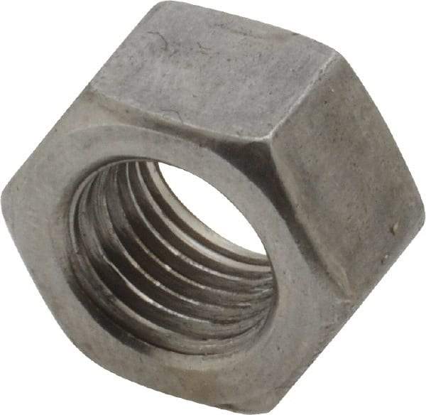 Value Collection - 3/8-24 UNF Steel Left Hand Hex Nut - 9/16" Across Flats, 21/64" High, Uncoated - Exact Industrial Supply
