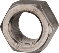 Value Collection - 1-14 UNF Steel Left Hand Hex Nut - 1-1/2" Across Flats, 55/64" High, Uncoated - Exact Industrial Supply