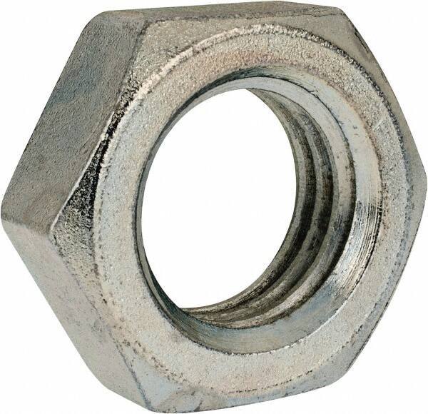 Value Collection - 1-3/8 - 6 UNC Steel Right Hand Hex Jam Nut - 2-1/16" Across Flats, 25/32" High, Zinc Clear Finish - Exact Industrial Supply