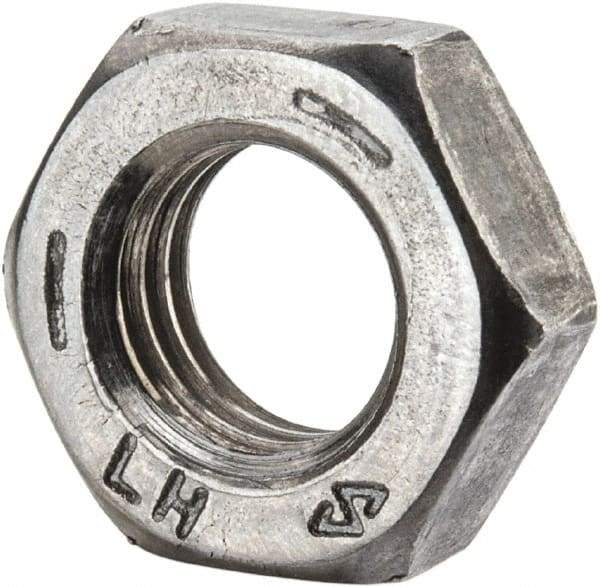 Value Collection - 5/16-24 UNF Steel Left Hand Hex Jam Nut - 1/2" Across Flats, 3/16" High, Uncoated - Exact Industrial Supply