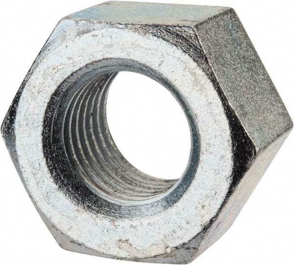 Value Collection - 1-1/8 - 7 UNC Steel Right Hand Heavy Hex Nut - 1-13/16" Across Flats, 1-7/64" High, Zinc-Plated Finish - Exact Industrial Supply