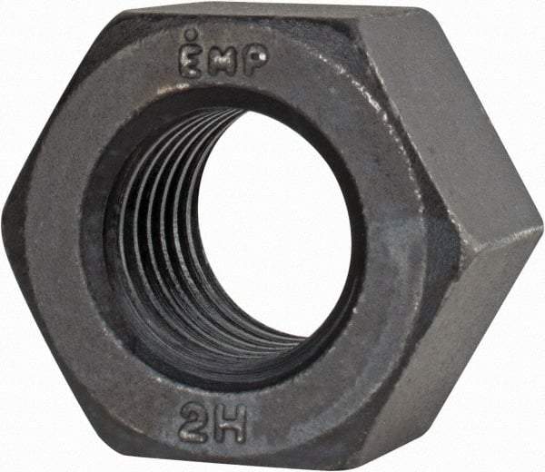 Value Collection - 1-1/8 - 7 UNC Steel Right Hand Heavy Hex Nut - 1-13/16" Across Flats, 1-7/64" High, Uncoated, 2B Class of Fit - Exact Industrial Supply