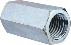 Value Collection - 1-1/8 - 7 UNC, 3" OAL Steel Standard Coupling Nut - Zinc-Plated Finish, 1-1/2" Width Across Flats - Exact Industrial Supply