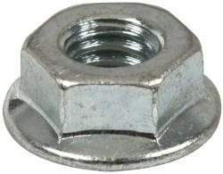 Value Collection - 5/16-18, 0.68" Flange Diam, Serrated Flange Nut - Grade Grade 2 Steel, Zinc-Plated Finish, 0.283" Flange Height - Exact Industrial Supply