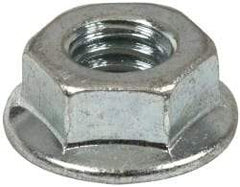 Value Collection - 5/16-18, 0.68" Flange Diam, Serrated Flange Nut - Grade Grade 2 Steel, Zinc-Plated Finish, 0.283" Flange Height - Exact Industrial Supply