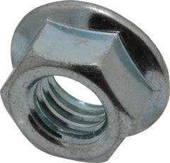 Value Collection - 3/8-16, 3/4" Flange Diam, Serrated Flange Nut - Grade Grade 2 Steel, Zinc-Plated Finish, 0.347" Flange Height - Exact Industrial Supply
