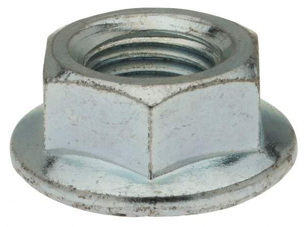 Value Collection - 7/16-20, 15/16" Flange Diam, Serrated Flange Nut - Grade Grade 2 Steel, Zinc-Plated Finish, 0.395" Flange Height - Exact Industrial Supply