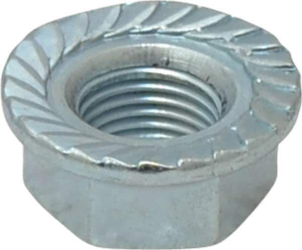 Value Collection - 1/2-20, 1.031" Flange Diam, Serrated Flange Nut - Grade Grade 2 Steel, Zinc-Plated Finish, 0.458" Flange Height - Exact Industrial Supply