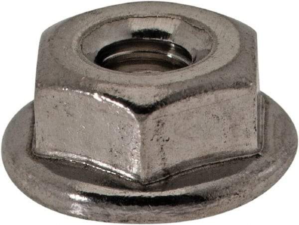 Value Collection - #8-32, 15/32" Flange Diam, Serrated Flange Nut - Grade 18-8 Stainless Steel, 0.203" Flange Height - Exact Industrial Supply
