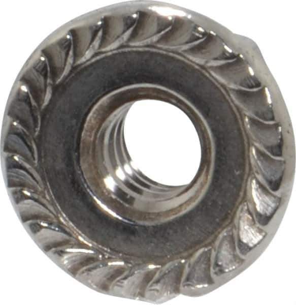 Value Collection - #10-24, 1/2" Flange Diam, Serrated Flange Nut - Grade 18-8 Stainless Steel, 7/32" Flange Height - Exact Industrial Supply