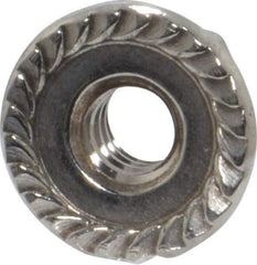 Value Collection - #10-24, 1/2" Flange Diam, Serrated Flange Nut - Grade 18-8 Stainless Steel, 7/32" Flange Height - Exact Industrial Supply