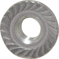 Value Collection - 1/4-20, 19/32" Flange Diam, Serrated Flange Nut - Grade 18-8 Stainless Steel, 0.236" Flange Height - Exact Industrial Supply