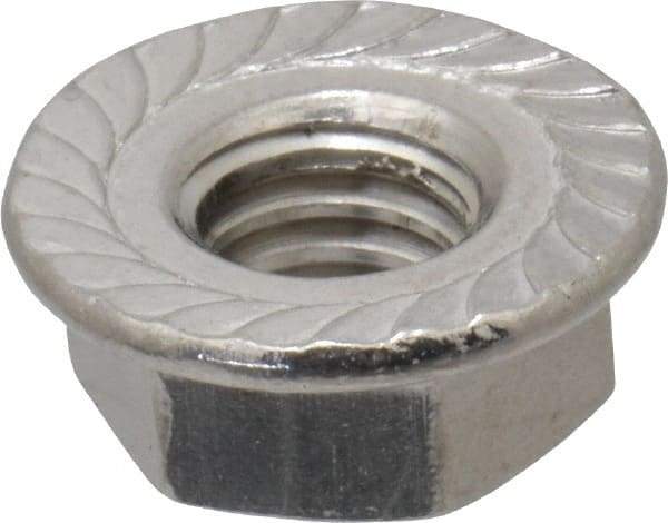 Value Collection - 5/16-18, 0.68" Flange Diam, Serrated Flange Nut - Grade 18-8 Stainless Steel, 0.283" Flange Height - Exact Industrial Supply