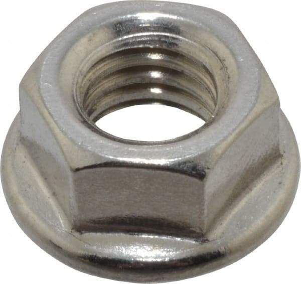 Value Collection - 3/8-16, 3/4" Flange Diam, Serrated Flange Nut - Grade 18-8 Stainless Steel, 0.347" Flange Height - Exact Industrial Supply