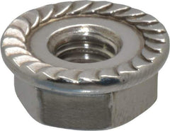 Value Collection - #10-32, 1/2" Flange Diam, Serrated Flange Nut - Grade 18-8 Stainless Steel, 7/32" Flange Height - Exact Industrial Supply