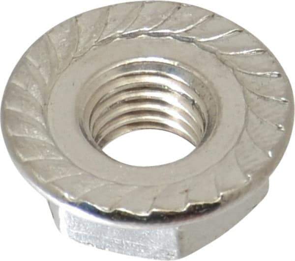Value Collection - 1/4-28, 19/32" Flange Diam, Serrated Flange Nut - Grade 18-8 Stainless Steel, 0.236" Flange Height - Exact Industrial Supply